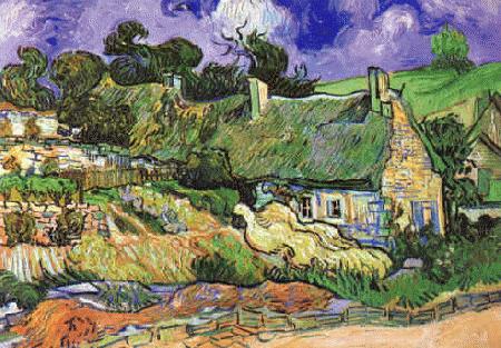 Vincent Van Gogh Thatched Cottages at Cordeville oil painting image